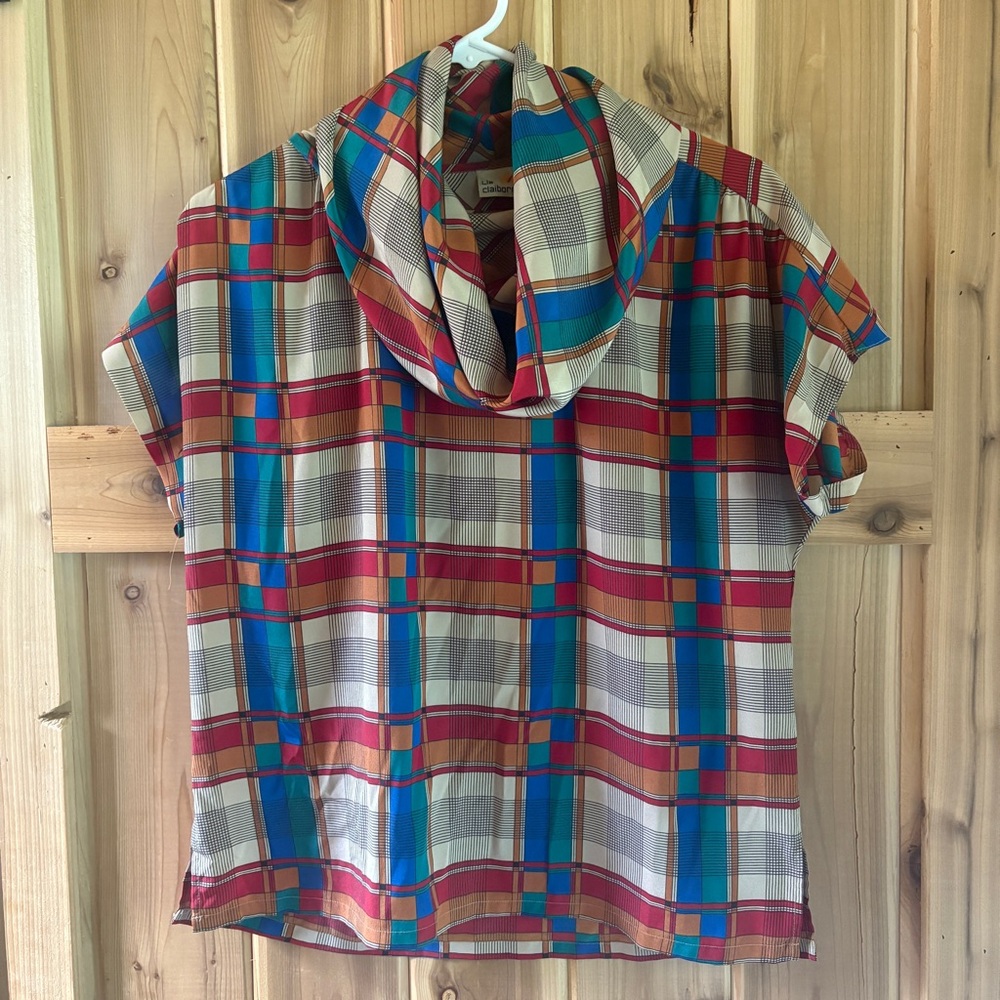 Liz Claiborne Vibrant Geometric Cowl Neck Top